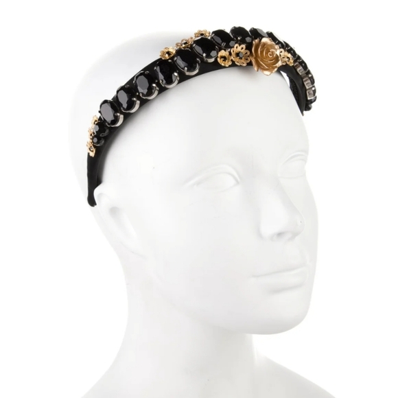 Elegant Black and Gold Embellished Headband - Picture 1 of 1